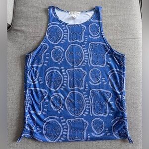 Patrick Church Blue and White Graphic Tank Top